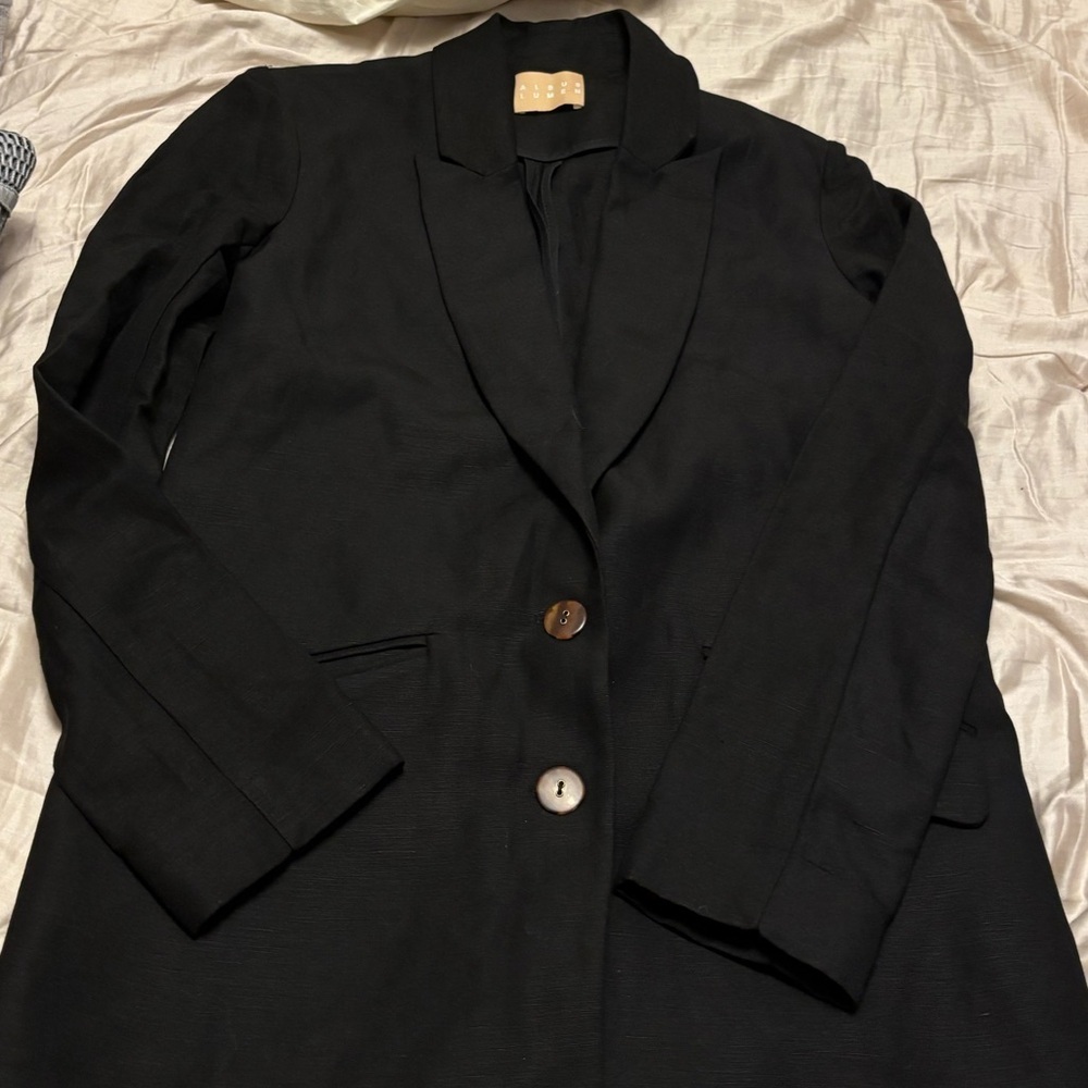 Albus Lumen Elegant Black Linen Blazer